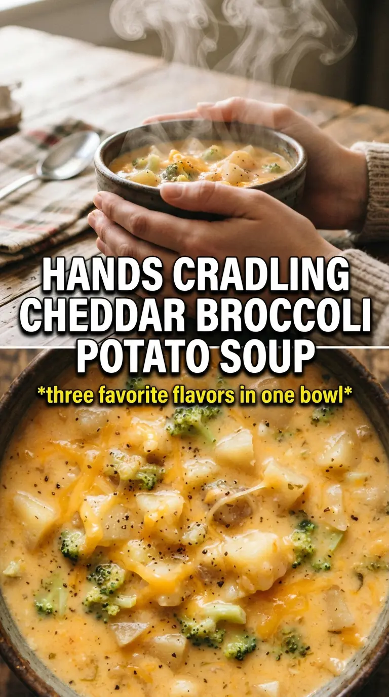 Cheddar Broccoli Potato Soup creamy cheesy hearty