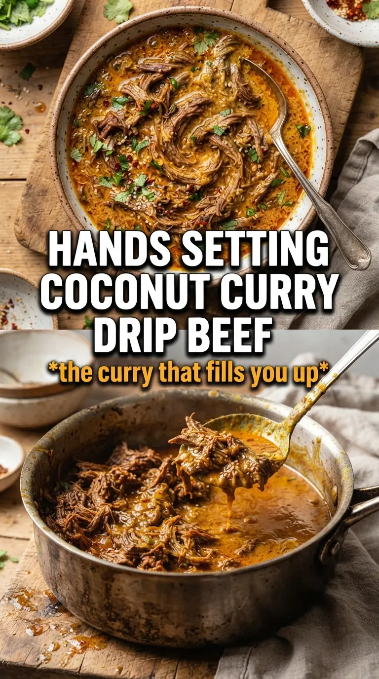 Coconut Red Curry Drip Beef tender shredded, coconut curry