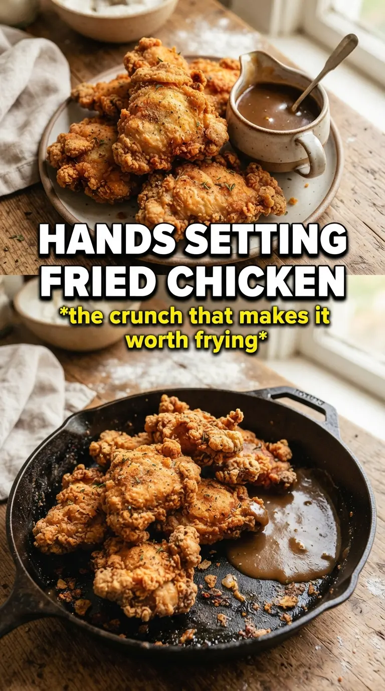 Country fried chicken crispy gravy Southern comfort