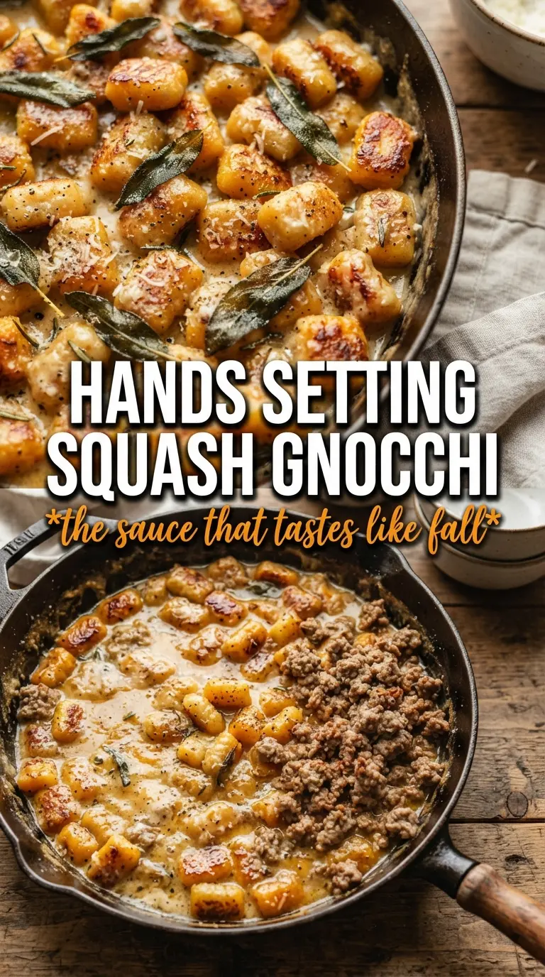 Creamy Butternut Squash Gnocchi With Sausage And Sage golden-orange creamy