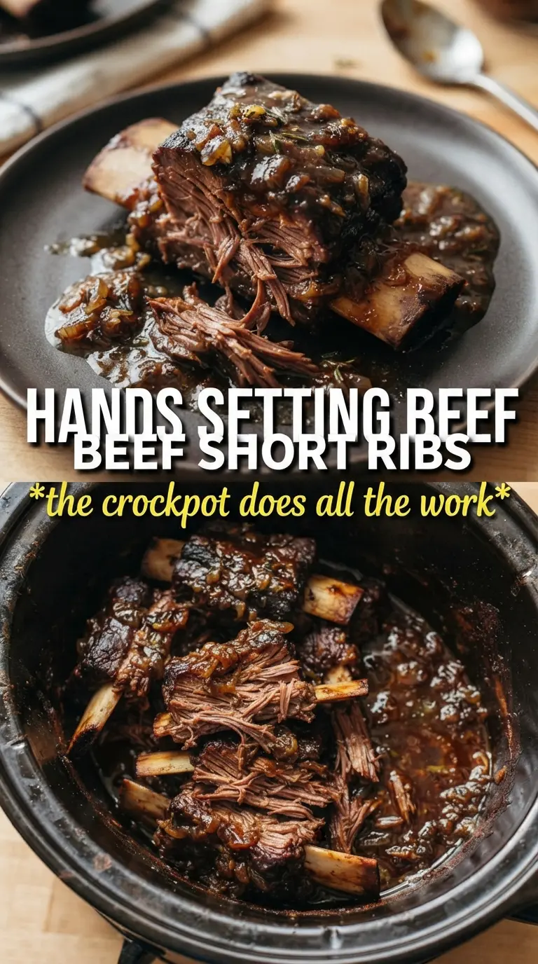 Crockpot Beef Short Ribs, fall-apart tender, rich braise