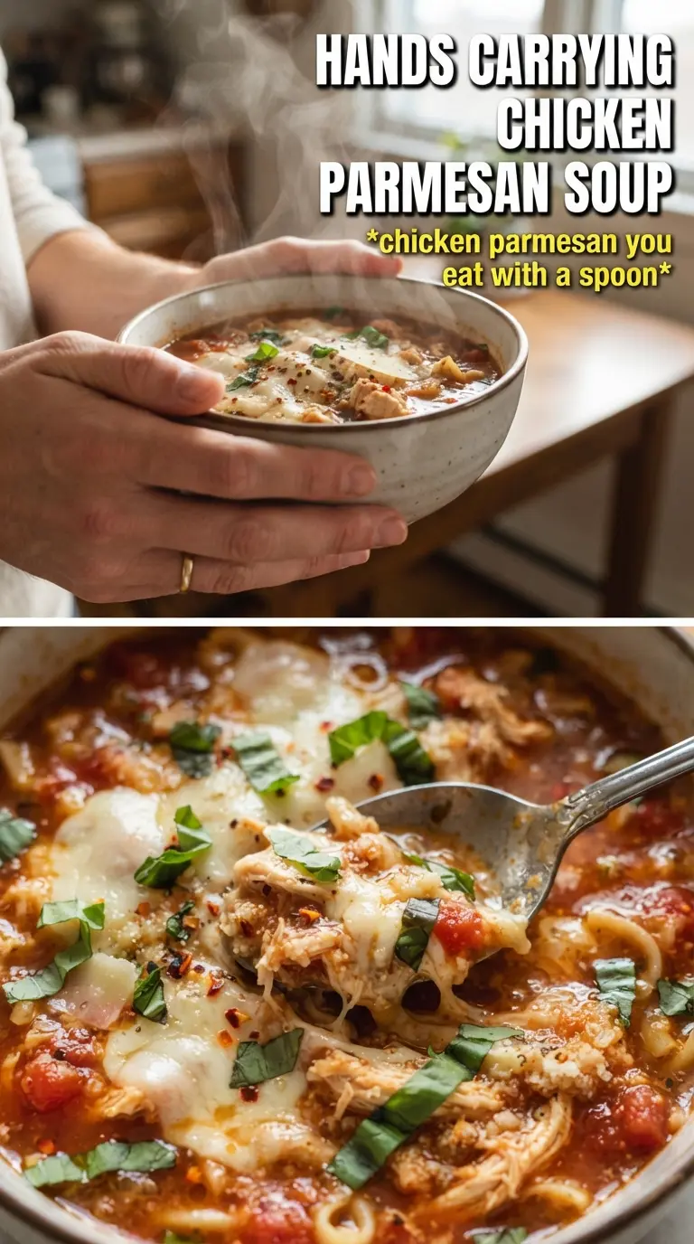 Crockpot Chicken Parmesan Soup tomatoey, cheesy, comforting
