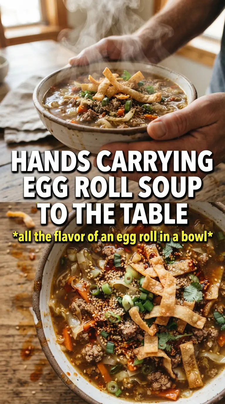 Egg Roll Soup savory ginger-soy broth