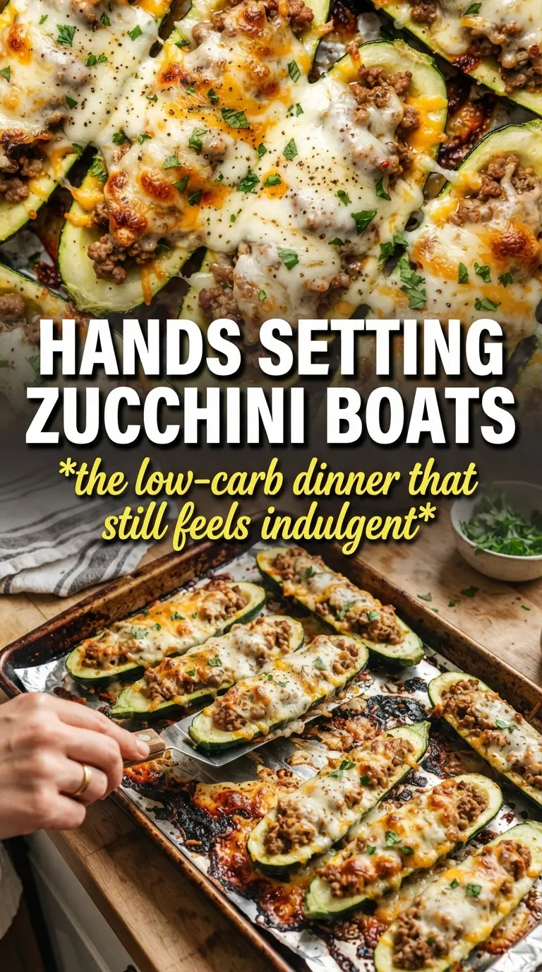 Ground Beef Zucchini Boats, cheesy stuffed, saucy