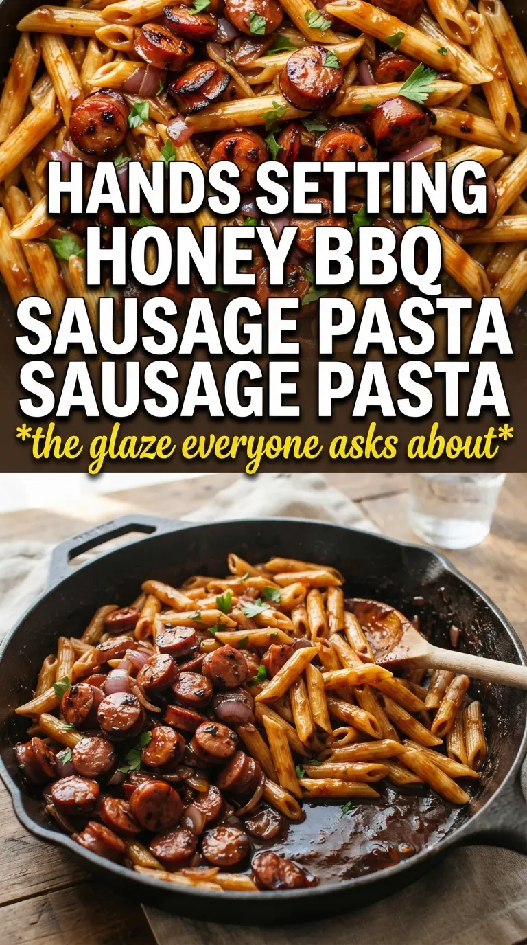 Honey BBQ Sausage Pasta sticky smoky rigatoni