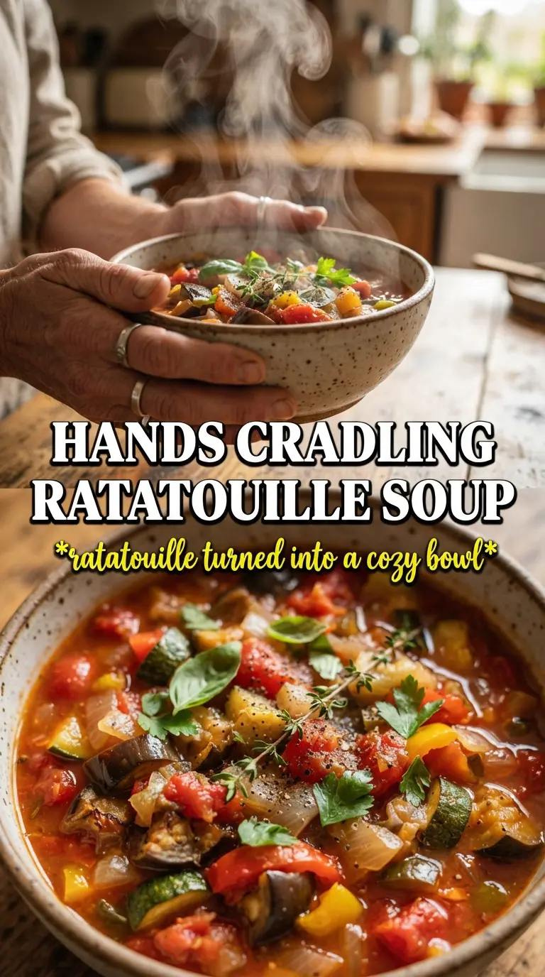 Remi's Ratatouille Soup vibrant vegetable, basil, olive oil