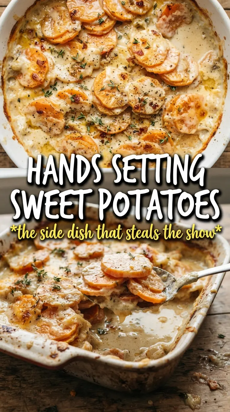 Scalloped Sweet Potatoes golden creamy cheesy