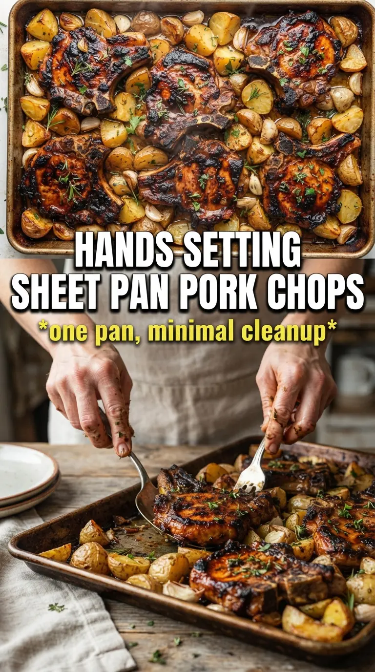 Sheet Pan Pork Chops and Potatoes golden savory garlic