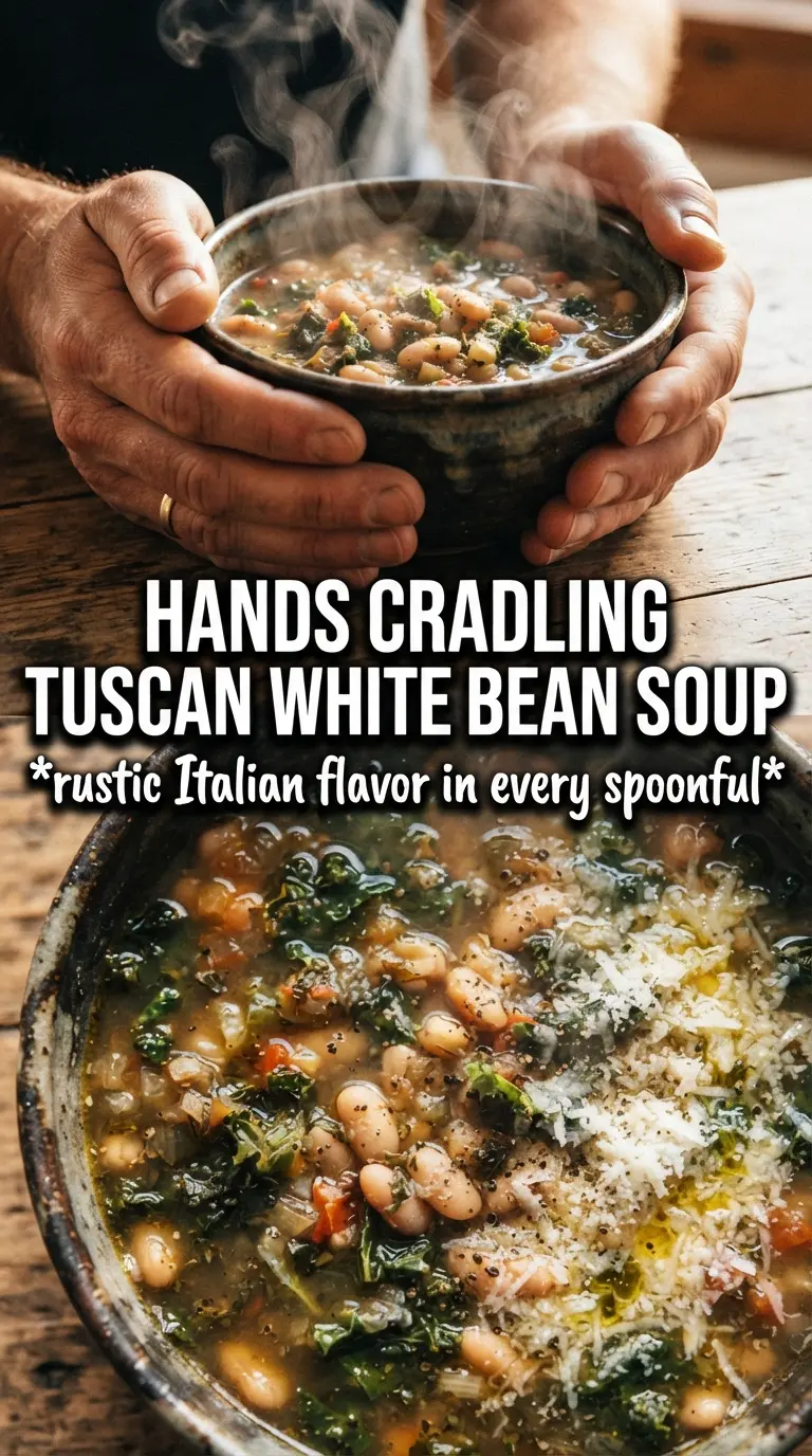 Tuscan White Bean Soup with rosemary, kale, and parmesan